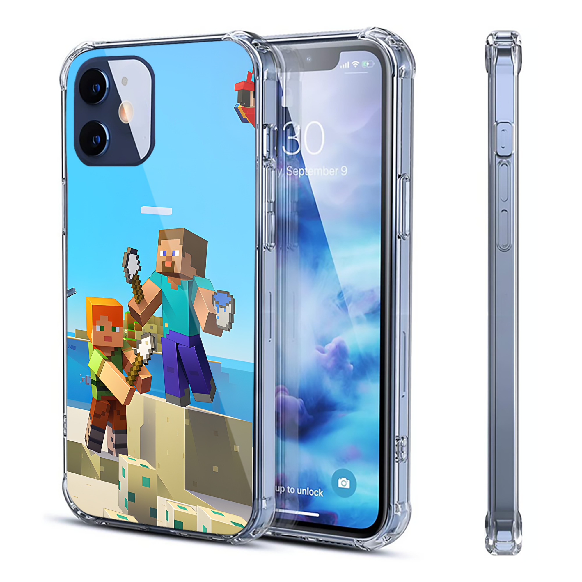 （画像用） マインクラフト ブロックの世界 Minecraft MC Block world 【iPhone 12シリーズ対応】透明スマホケース（クリアソフトケース）
